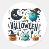 Happy Halloween Ronde Sticker (Voorkant)