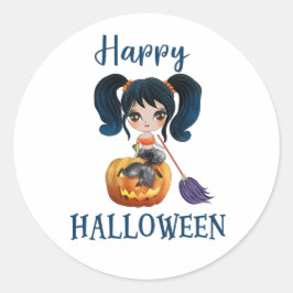 Happy Halloween ronde sticker Girl Mermaid sticker