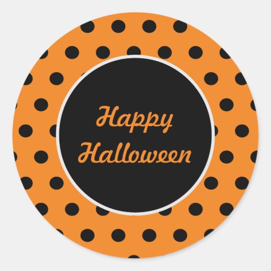 Happy Halloween Ronde Stickers (Sinaasappel & Zwar (Voorkant)