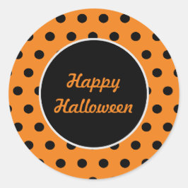 Happy Halloween Ronde Stickers (Sinaasappel & Zwar