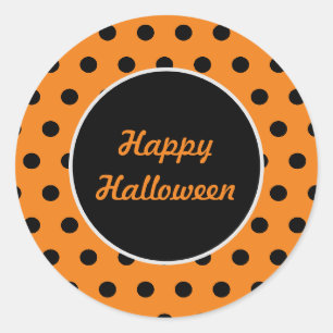 Happy Halloween Ronde Stickers (Sinaasappel & Zwar