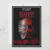 Happy Halloween Rood Schedel Zwart Wit Kaart (Voorkant)