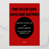 Happy Halloween Rood Zwart Goud Folie Uitnodiging (Achterkant)