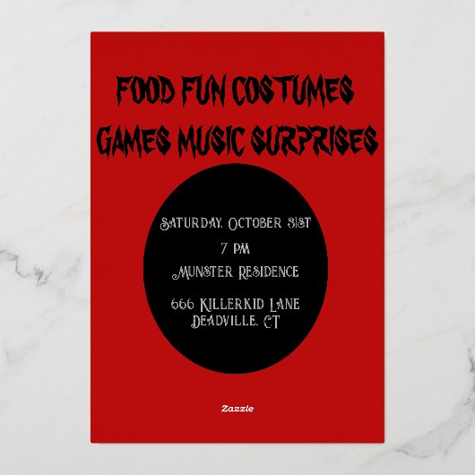 Happy Halloween Rood Zwart Goud Folie Uitnodiging (Achterkant)