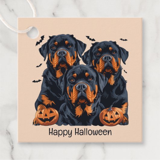 Happy Halloween Rottweiler Honden Jack O Lantern Bedankjes Labels (Voorkant)