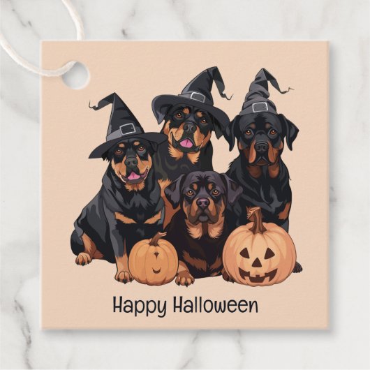 Happy Halloween Rottweiler Honden Jack O Lantern Bedankjes Labels (Voorkant)