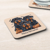 Happy Halloween Rottweiler Honden Jack O Lantern Bier Onderzetter (Linkerzijde)