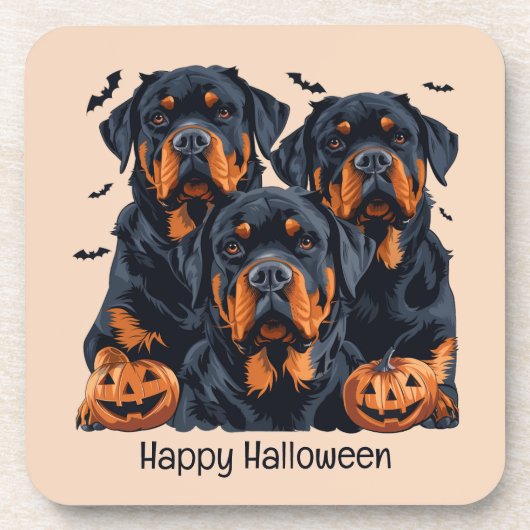 Happy Halloween Rottweiler Honden Jack O Lantern Bier Onderzetter (Voorkant)