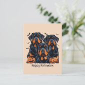 Happy Halloween Rottweiler Honden Jack O Lantern Briefkaart (Staand voorkant)