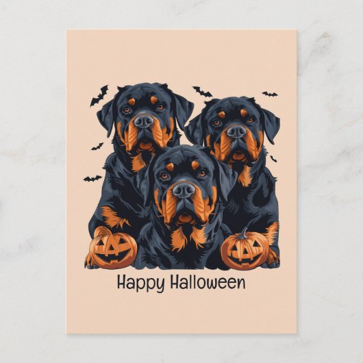 Happy Halloween Rottweiler Honden Jack O Lantern Briefkaart (Voorkant)