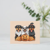 Happy Halloween Rottweiler Honden Jack O Lantern Briefkaart (Staand voorkant)