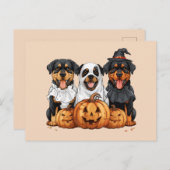 Happy Halloween Rottweiler Honden Jack O Lantern Briefkaart (Voorkant / Achterkant)