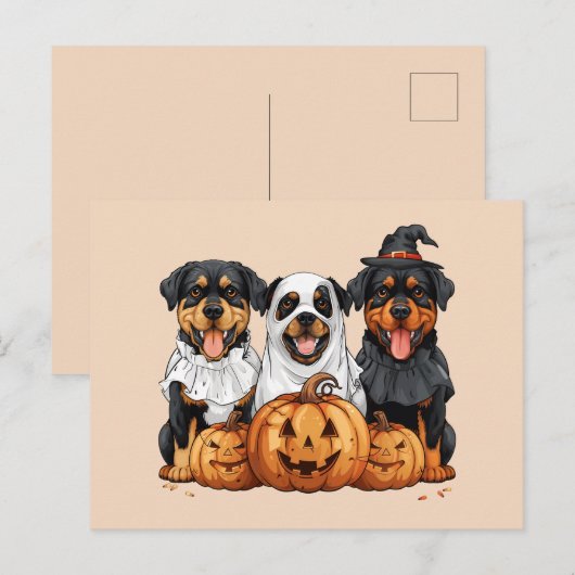 Happy Halloween Rottweiler Honden Jack O Lantern Briefkaart (Voorkant / Achterkant)