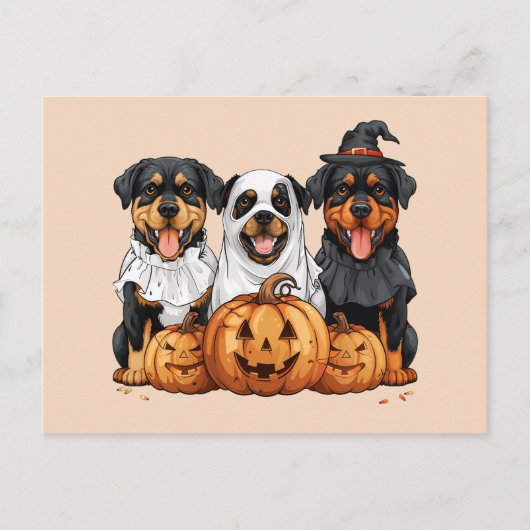 Happy Halloween Rottweiler Honden Jack O Lantern Briefkaart (Voorkant)