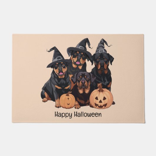 Happy Halloween Rottweiler Honden Jack O Lantern Deurmat (Voorkant)