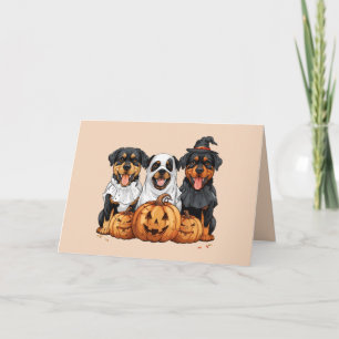 Happy Halloween Rottweiler Honden Jack O Lantern Feestdagen Kaart