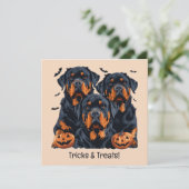 Happy Halloween Rottweiler Honden Jack O Lantern Kaart (Staand voorkant)