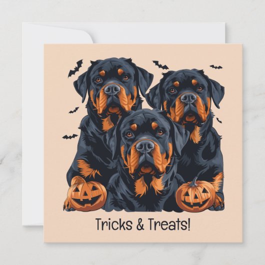 Happy Halloween Rottweiler Honden Jack O Lantern Kaart (Voorkant)