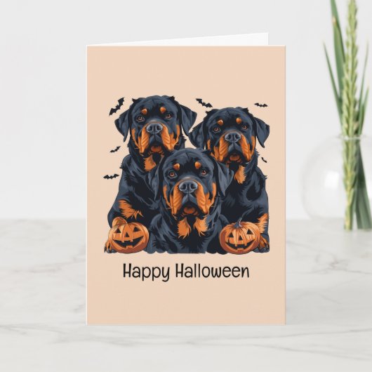 Happy Halloween Rottweiler Honden Jack O Lantern Kaart (Voorkant)