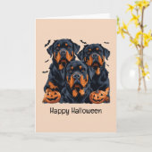 Happy Halloween Rottweiler Honden Jack O Lantern Kaart (Gele Bloem)