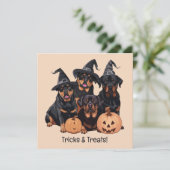 Happy Halloween Rottweiler Honden Jack O Lantern Kaart (Staand voorkant)