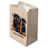 Happy Halloween Rottweiler Honden Jack O Lantern Medium Cadeauzakje (Voorkant Gekanteld)