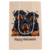 Happy Halloween Rottweiler Honden Jack O Lantern Medium Cadeauzakje (Achterkant)