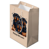 Happy Halloween Rottweiler Honden Jack O Lantern Medium Cadeauzakje (Achterkant Gekanteld)
