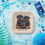 Happy Halloween Rottweiler Honden Jack O Lantern Papieren Bordje (Feest)