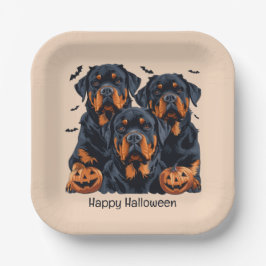 Happy Halloween Rottweiler Honden Jack O Lantern Papieren Bordje