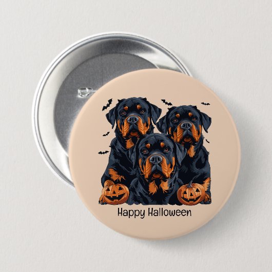 Happy Halloween Rottweiler Honden Jack O Lantern Ronde Button 7,6 Cm (Voorkant /achterkant)