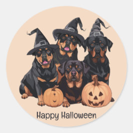 Happy Halloween Rottweiler Honden Jack O Lantern Ronde Sticker