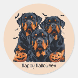 Happy Halloween Rottweiler Honden Jack O Lantern Ronde Sticker