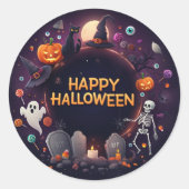 Happy Halloween Round Sticker (Voorkant)