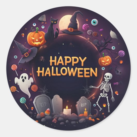 Happy Halloween Round Sticker (Voorkant)