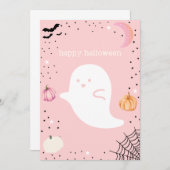 Happy Halloween roze Cute Ghost-kaart (Voorkant / Achterkant)