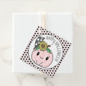 Happy Halloween | Roze pompoen en pooldots Bedankjes Labels (In situ)