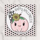 Happy Halloween | Roze pompoen en pooldots Bedankjes Labels (Voorkant)