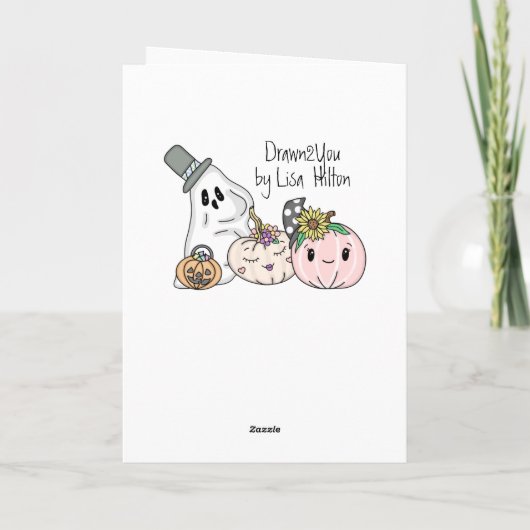 Happy Halloween | Roze pompoen en pooldots Kaart (Achterkant)