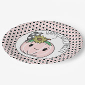 Happy Halloween | Roze pompoen en pooldots Papieren Bordje (Gekanteld)