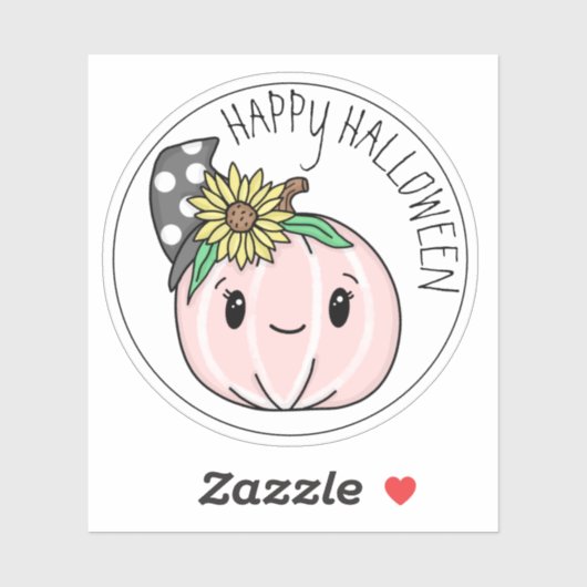 Happy Halloween | Roze pompoen en pooldots Sticker (Vel)