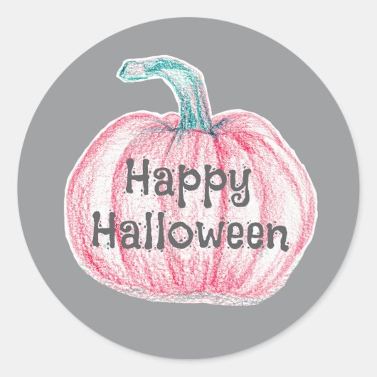 Happy Halloween Roze Pompoen Pinkoween Ronde Sticker (Voorkant)