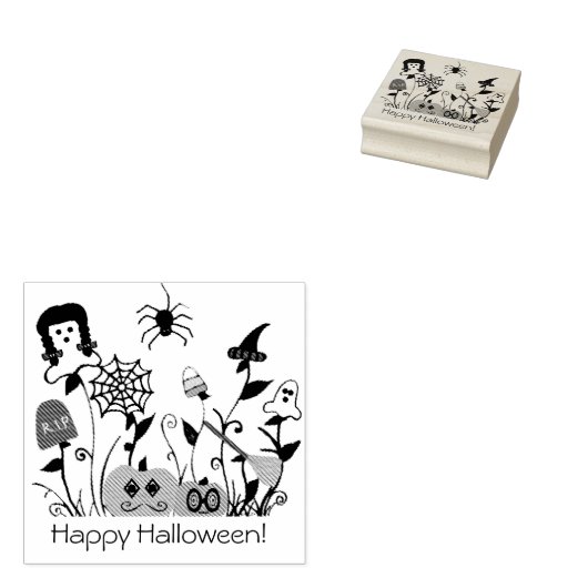 Happy Halloween rubberstempel (Gestempeld)