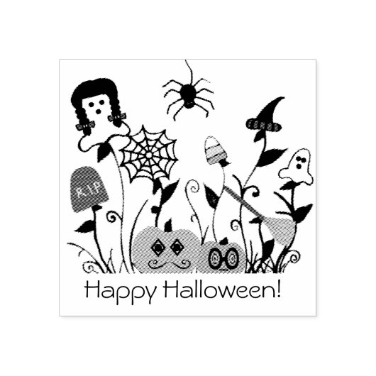Happy Halloween rubberstempel (Afrduk)