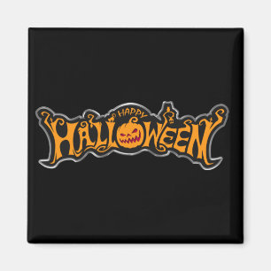 Happy Halloween Ruby Eye Pumpkin Silver Lijst Magneet