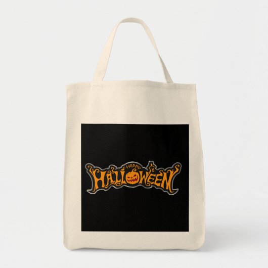Happy Halloween Ruby Eye Pumpkin Silver Lijst Tote Bag (Voorkant)