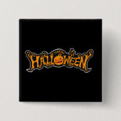 Happy Halloween Ruby Eye Pumpkin Silver Lijst Vierkante Button 5,1 Cm (Voorkant)