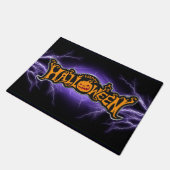 Happy Halloween Ruby Eyed Pumpkin Paarse Lightning Deurmat (Schuin)