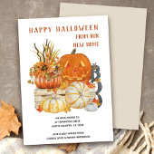 Happy Halloween Rustic Farmhouse Pumpkins Moving Aankondiging