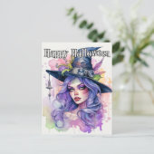 Happy Halloween Salem Witch Illustratie Briefkaart (Staand voorkant)